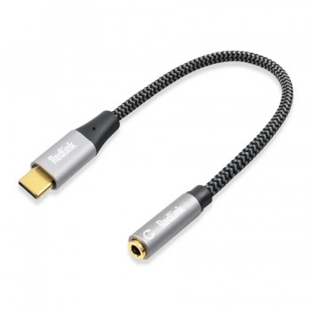 RedLink Audio Adaptateur USB-C mâle vers 3.5 mm femelle avec microphone - Noir