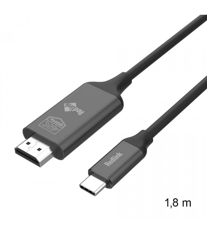 RedLink Câble USB-C mâle à HDMI mâle - 4K/60 Ultra HD - 1,8 m