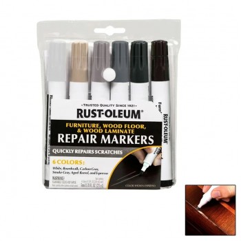 Marqueurs de réparation pour bois teinté ou stratifié - 6 couleurs