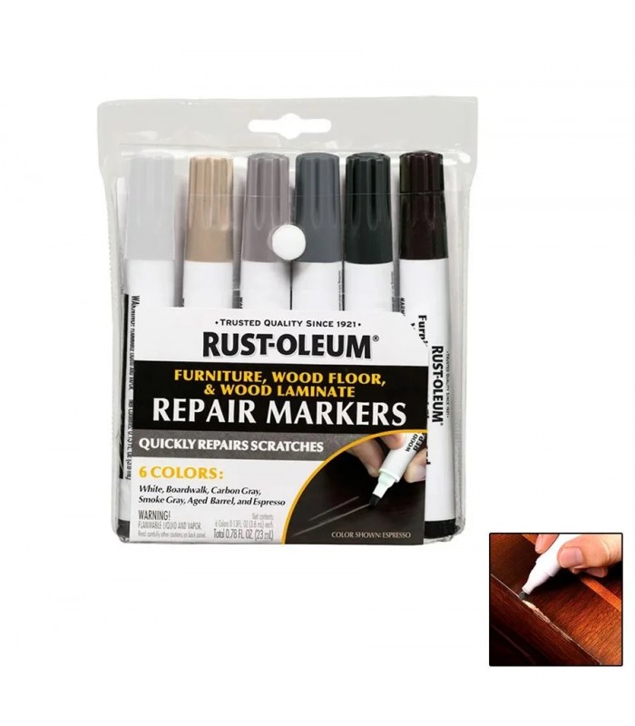 Repair Markers for Stained or Laminated Wood - 6 Colors