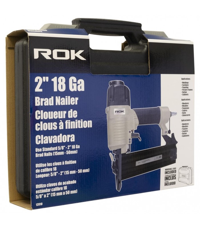 ROK Cloueuse de finition pneumatique Calibre 18, 2 po