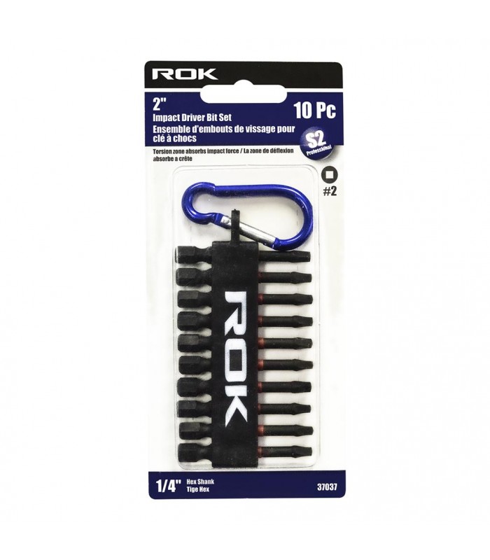 ROK 2 in. Impact Driver Bit Set #2 Square - 10 pieces