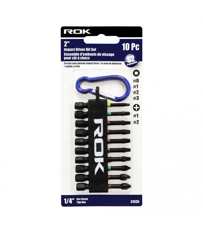 ROK Jeu d'embouts pour visseuse à chocs de 2 po – Assortiment – ​​10 pièces