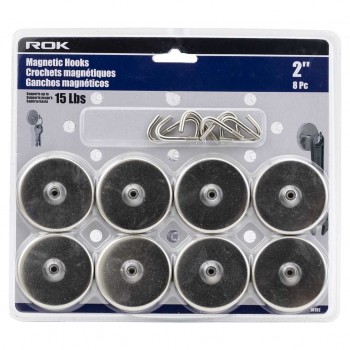 ROK Crochets magnétiques de 2 po - Paquet de 8