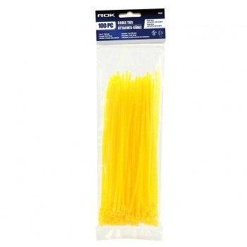 ROK Attaches de câble 8 po. Jaune - 100 pcs