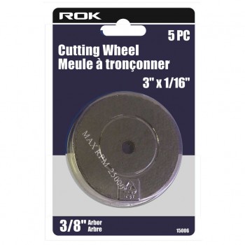 ROK Meule à tronçonner pour métal 3 po x 1/16 po - Plate - Paquet de 5