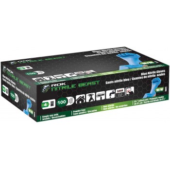 ROK Nitrile Gloves 4 Mil Blue - Medium - Box of 100