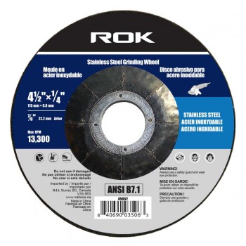 ROK Meule pour acier inoxydable 4-1/2 x 1/4 po déportée