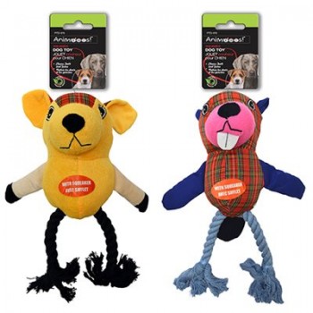 Jouets en corde avec animaux en peluche, 32x16cm, assortiment de 2 couleurs