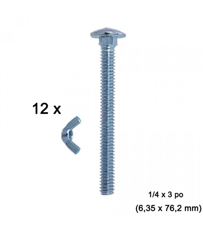 Round Head Bolts for Car Shelters 1/4 x 3 in ( 6,35 x 76,2 mm )- Pack of 12 Round Head Bolts for Car Shelters 1/4 x 3 in ( 6,35 x 76,2 mm )- Pack of 12