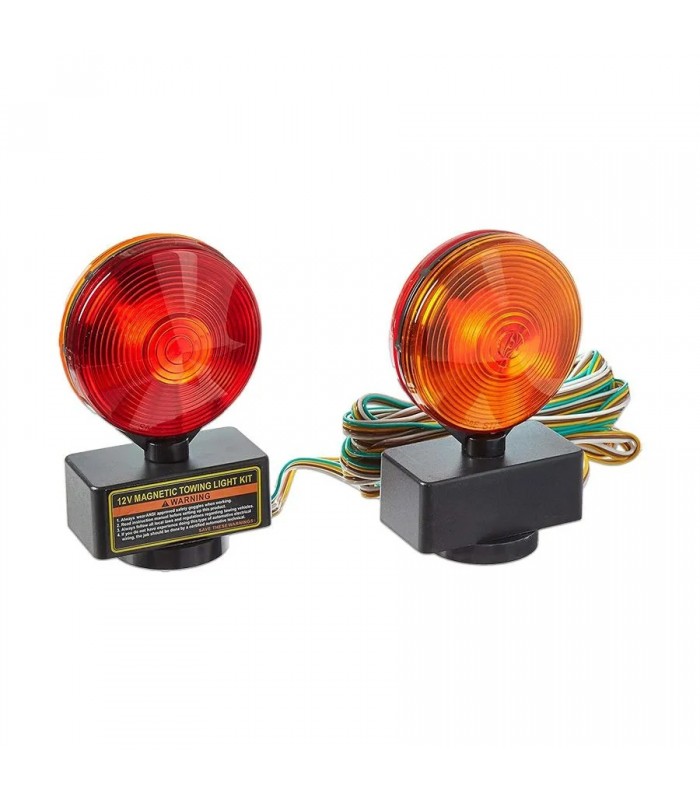 Set of 2 Magnetic LED Towing Lights - 12V - 4 in. - Red/Amber