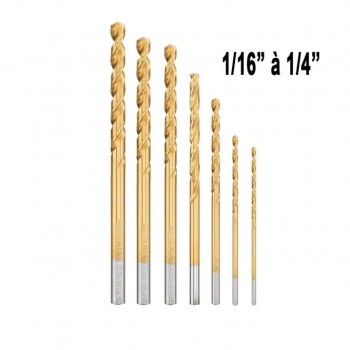 Split Point Titanium Drill Bit Set - 1/16 in. to 1/4 in. - 7 Pieces