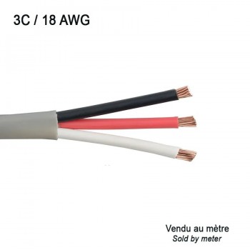 Câble de fils multibrins 3/18 AWG - FT4 - Gris - Vendu au mètre
