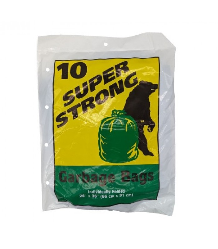 Super Strong Garbage Bags 26 x 36 in. - Black - Pack of 10