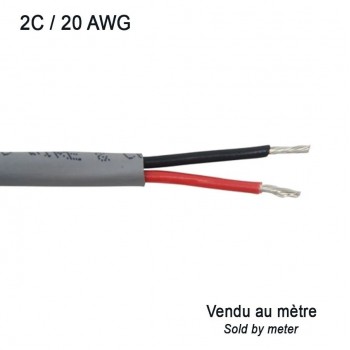 Tinned Copper Stranded Wire Cable - 2C/20 AWG - FT4 - Grey - Sold by Meter