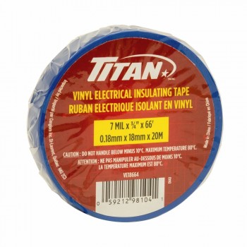 Titan Ruban électrique isolant en vinyle, 18mm x 20m - Bleu
