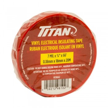 Titan Ruban électrique isolant en vinyle, 18mm x 20m - Rouge