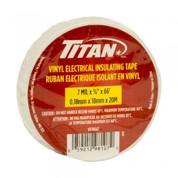 Titan Vinyl electrical insulating tape, 18mm x 20m - White