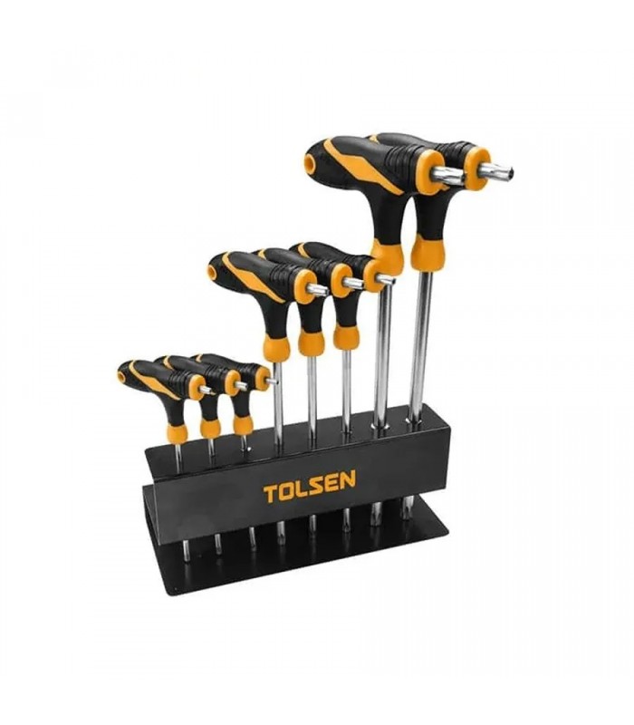 TOLSEN 8-Piece Torx T-Handle Screwdriver Set - Heat-Treated Cr-V