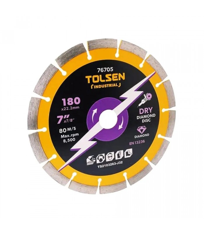 Tolsen Circular Saw Diamond Blade for Dry Cutting - 7 in. X 7/8 in.