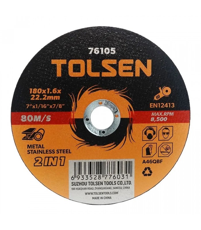 Tolsen Cut-off Wheel for Metal and Stainless Steel - Type 41 - 7 in X 1/25 in X 7/8 in