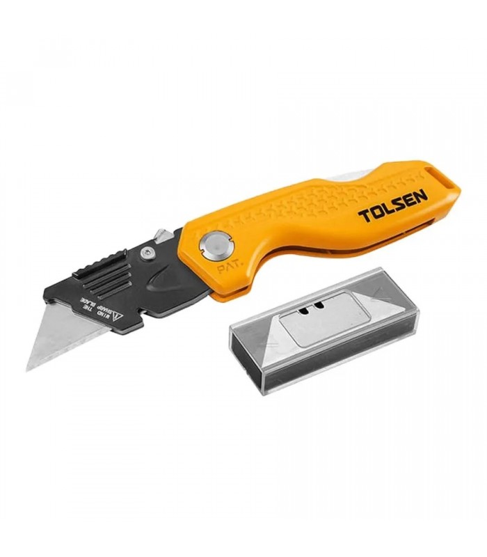 Couteau utilitaire pliant à lame rétractable TOLSEN avec 6 lames SK5 Couteau utilitaire pliant à lame rétractable TOLSEN avec 6 lames SK5
