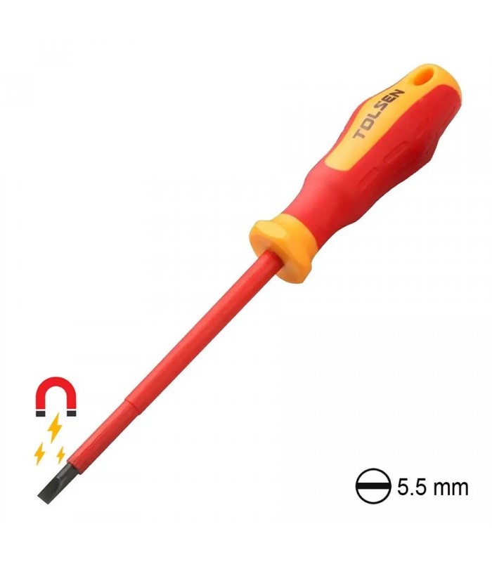 Tolsen Magnetic Insulated Flat Screwdriver - 5.5 x 125mm