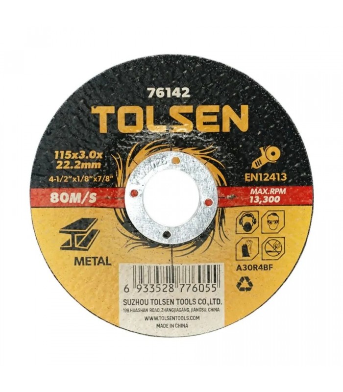 TOLSEN Metal Cut-Off Wheel - Type 42 - 4-1/2 x 1/8 x 7/8 in TOLSEN Metal Cut-Off Wheel - Type 42 - 4-1/2 x 1/8 x 7/8 in