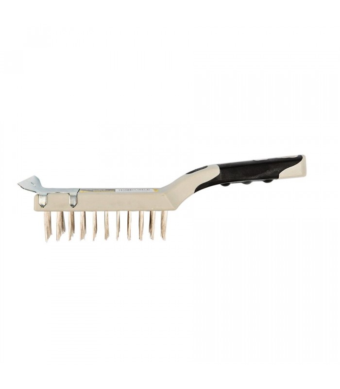 Tooltech Xpert Brosse de nettoyage pour barbecue, fil SS avec grattoir, manche en bois