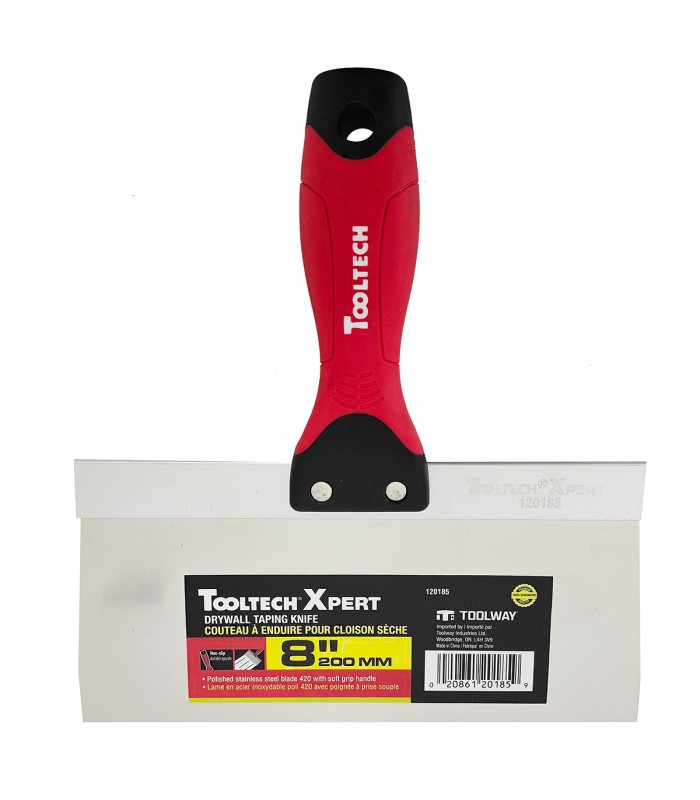 ToolTech Xpert Drywall Taping Knife Soft Handle SS Blade 8in (200mm)