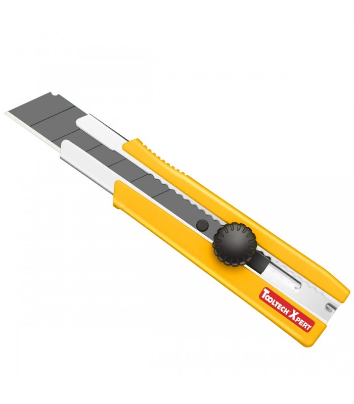 ToolTech Xpert Heavy Duty Utility Knife 25mm Snap-Off Blade Yellow