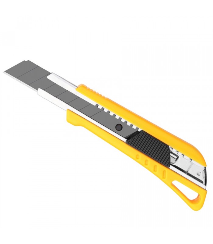 ToolTech Xpert Couteau utilitaire robuste avec verrouillage coulissant, lame cassable de 18 mm, jaune