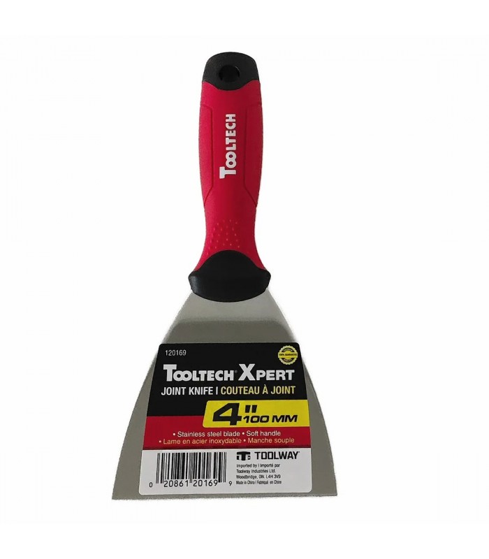 Tooltech Xpert Couteau à mastic 100 mm (4 po) Lame en acier inoxydable Manche souple
