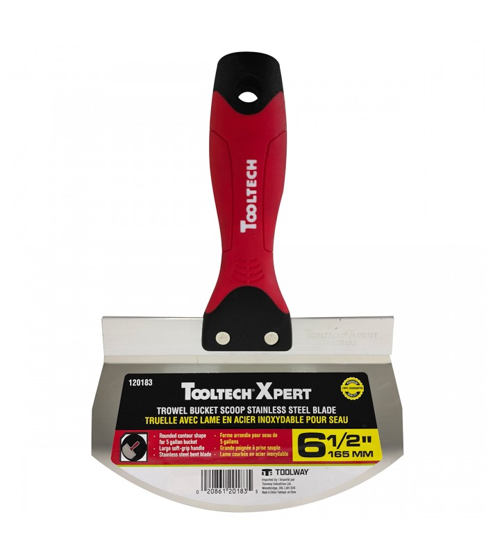 ToolTech Xpert Couteau à mastic 6,5 po (165 mm) manche souple lame en acier inoxydable
