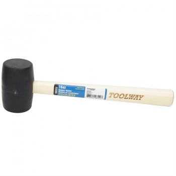 Toolway Rubber Mallet With Wood Handle 16oz Black Head