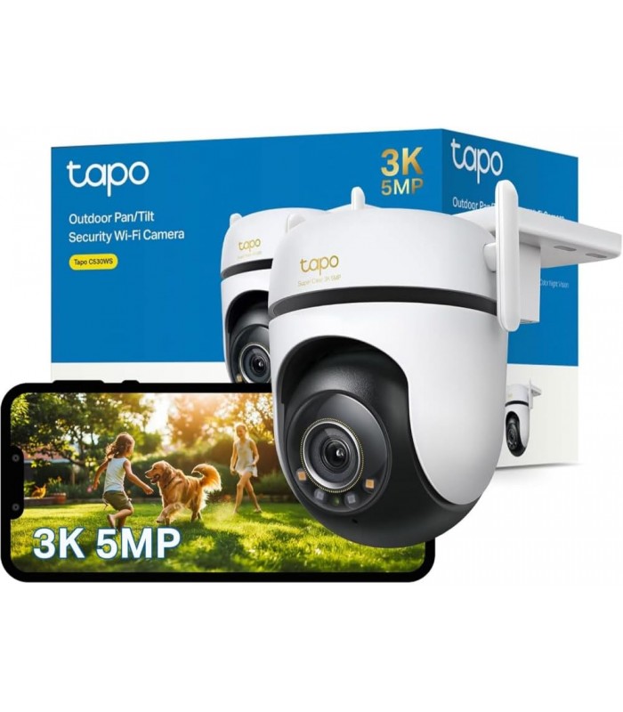TP-Link Tapo 3K 5MP Caméra de sécurité filaire extérieure Wi-Fi panoramique/inclinable C530WS