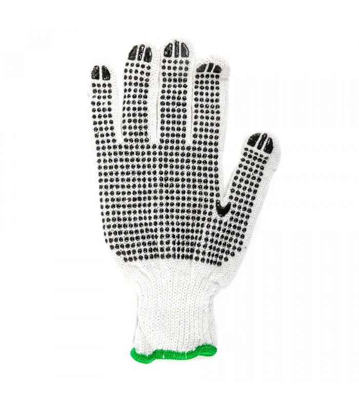 TWXpert Knitted Poly/Cotton Gloves White With Black PVC Dots (L)