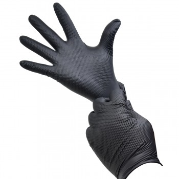 TWXpert Gants en nitrile 8 mil noirs (XL) Diamond Grip sans latex jetables - 50 par boîte