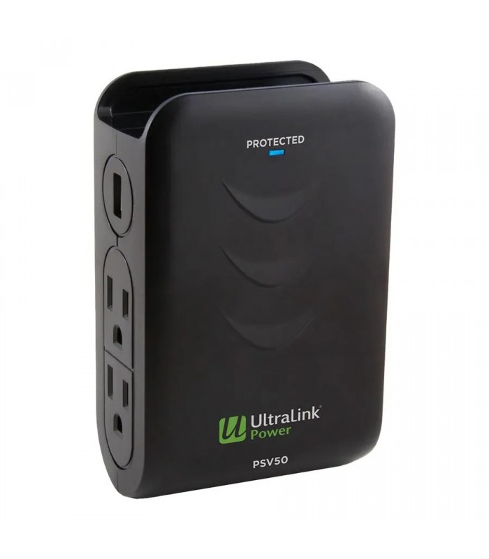 UltraLink Adaptateur mural à 4 prises et 2 ports USB - 450 joules - 15 A - Noir UltraLink Adaptateur mural à 4 prises et 2 ports USB - 450 joules - 15 A - Noir