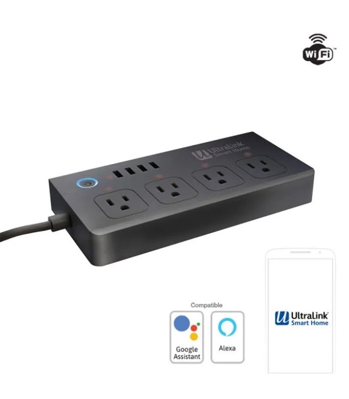 UltraLink Smart Surge Bar 4 Outlets and 4 USB Ports - Wi-Fi - 125 V - 2200 Joules