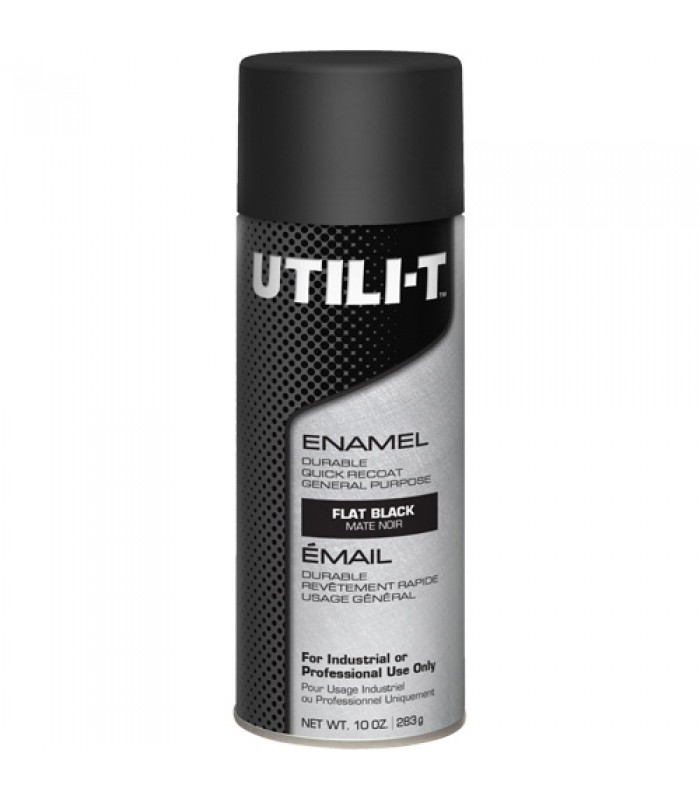 UTILI-T General Purpose Enamel Spray Paint, Black, Flat, 10 oz./283 g, Aerosol Can