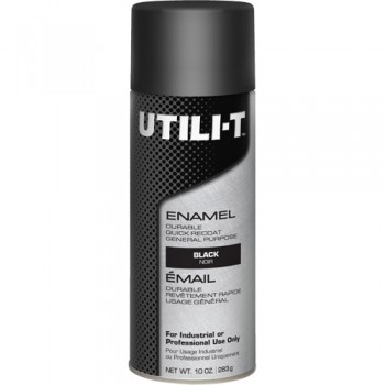 Peinture-émail en aérosol polyvalent UTILI-T, Noir, Brillant, 10 oz/283 g, Canette aérosol
