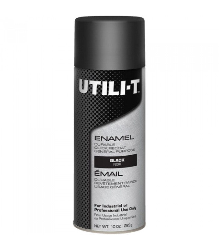 Peinture-émail en aérosol polyvalent UTILI-T, Noir, Brillant, 10 oz/283 g, Canette aérosol