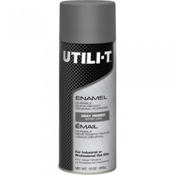 UTILI-T General Purpose Enamel Spray Paint, Grey Primer, 10 oz./283 g, Aerosol Can 