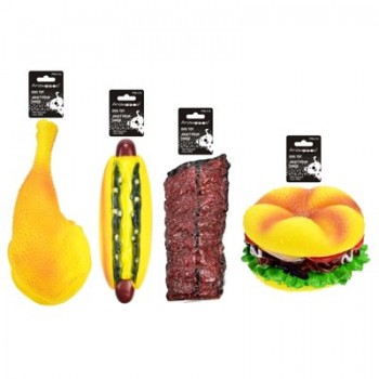 Jouets en vinyl pour chiens avec sifflet, assortiment de 4