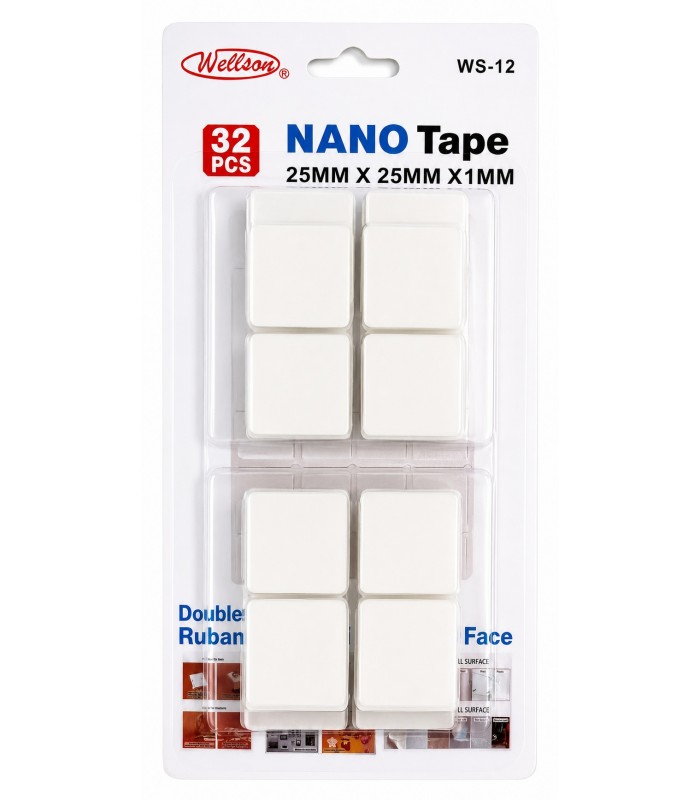 Wellson Ruban nano 25 mm x 25 mm x 1 mm - 32 pièces