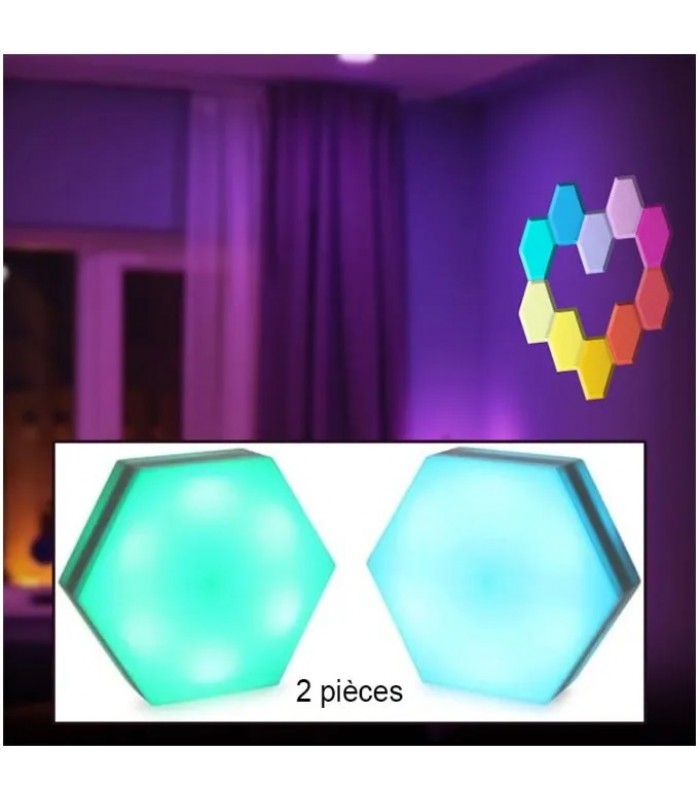 Xtreme Hexagon Adhesive Touch LED Light - 7.5 cm - Multicolor - 2 Pack