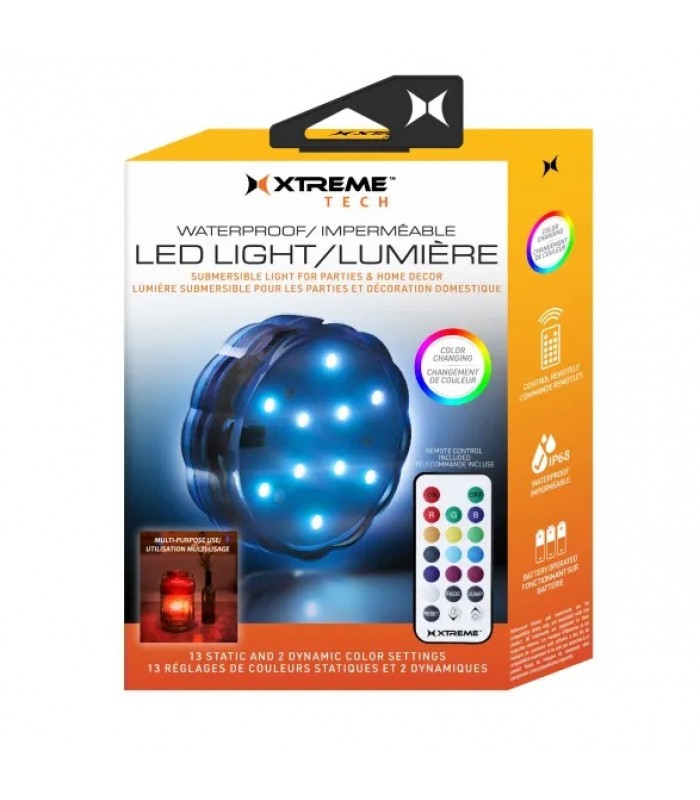 Xtreme Rondelle lumineuse LED étanche, 15 réglages de couleur