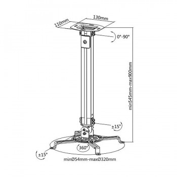 Brateck Support de plafond ajustable pour projecteur jusqu'à 29 lb
