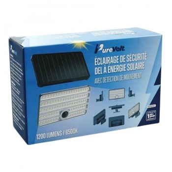 PureVolt Lumière de securité DEL solaire à détecteur de mouvement - 6500K